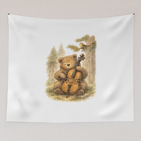 Item preview, "Forest Cello: Bear's Woodland Serenade" designed and sold by NatureHarmony16.