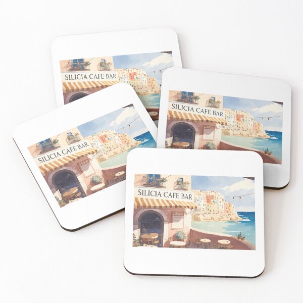 Item preview, Silicia Cafe Bar Mediterranean Coastal Watercolor – Italian Seaside Café Wall Art designed and sold by Ramona-Gliga.
