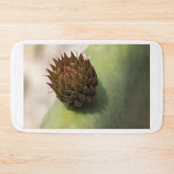 Item preview, Macro Close-Up Of A Cactus Bud On A Green Succulent Pad With Purple Tipped Growth designed and sold by Nmallia.