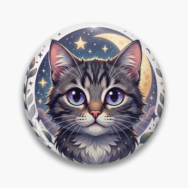 Item preview, Celestial Moon Kitten Botanical Sticker Art designed and sold by Purrlume.