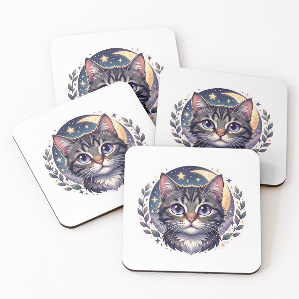 Item preview, Celestial Moon Kitten Botanical Sticker Art designed and sold by Purrlume.