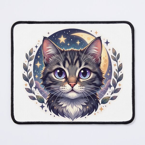 Item preview, Celestial Moon Kitten Botanical Sticker Art designed and sold by Purrlume.