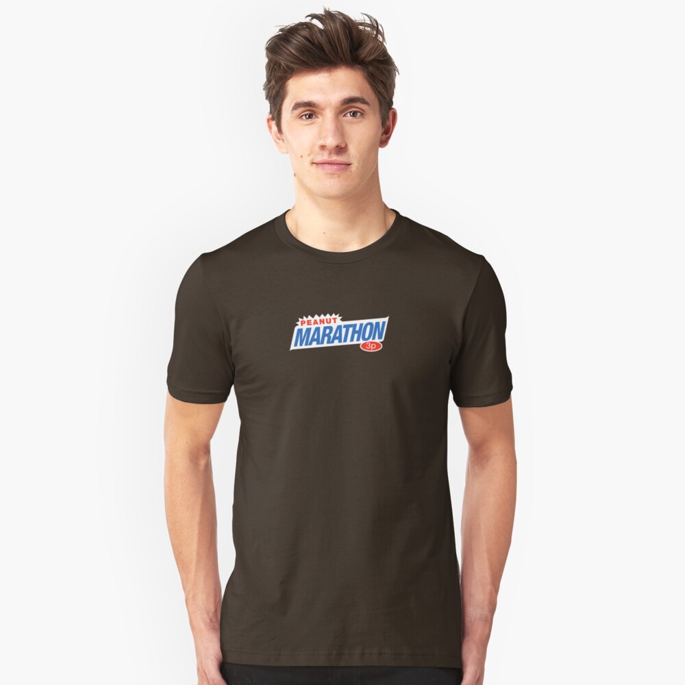 Retro Marathon (not Snickers, kids) chocolate bar logo: only 3p Slim Fit T-Shirt