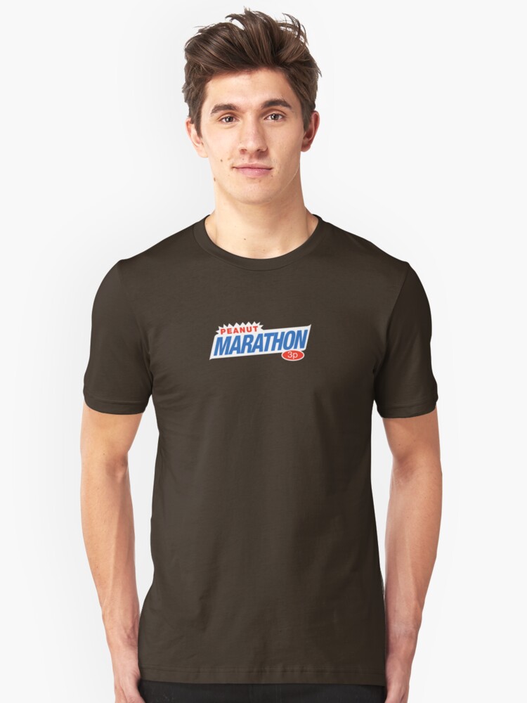 Alternate view of Retro Marathon (not Snickers, kids) chocolate bar logo: only 3p Slim Fit T-Shirt