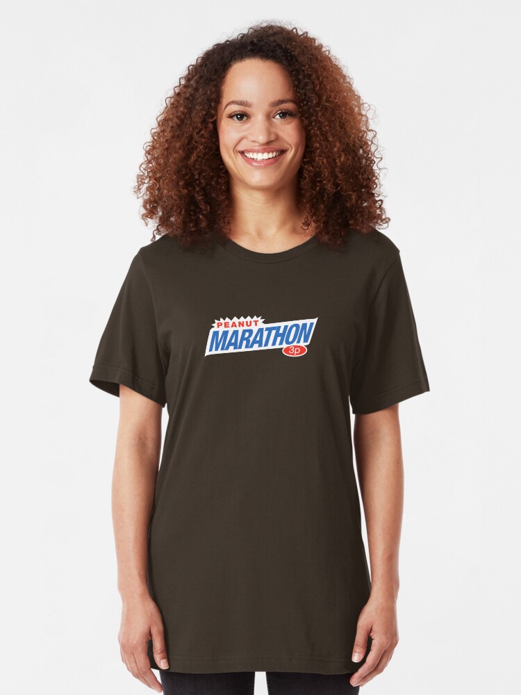 Alternate view of Retro Marathon (not Snickers, kids) chocolate bar logo: only 3p Slim Fit T-Shirt