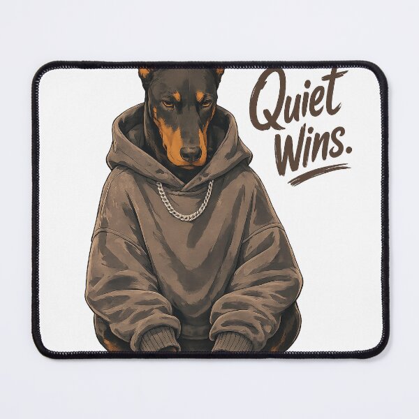 Item preview, Streetwear Doberman | Quiet Wins Vintage Hoodie Dog designed and sold by ModernPaws.