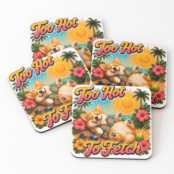 Item preview, Too Hot To Fetch – Funny Summer Golden Corgi Lazy Beach Dog designed and sold by DailyStruggleCo.