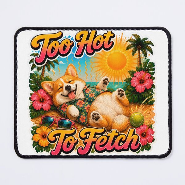 Item preview, Too Hot To Fetch – Funny Summer Golden Corgi Lazy Beach Dog designed and sold by DailyStruggleCo.