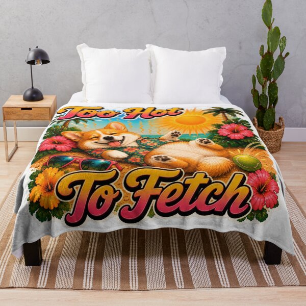 Item preview, Too Hot To Fetch – Funny Summer Golden Corgi Lazy Beach Dog designed and sold by DailyStruggleCo.