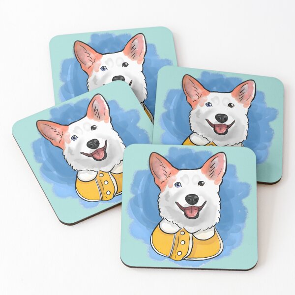 Item preview, Corgi with Heterochromia in Yellow Jacket designed and sold by Littlespetshop.