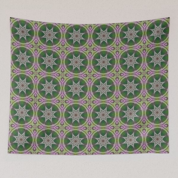 Item preview, Green Purple Geometric Star Floral Pattern designed and sold by SweetLilith.