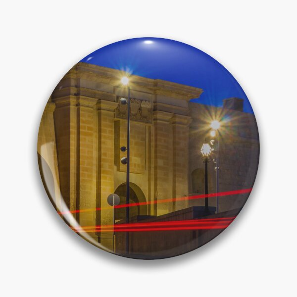 Item preview, Historic Stone Gate At Night With Red Light Trails Blue Hour Long Exposure Architecture designed and sold by Nmallia.