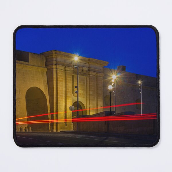 Item preview, Historic Stone Gate At Night With Red Light Trails Blue Hour Long Exposure Architecture designed and sold by Nmallia.