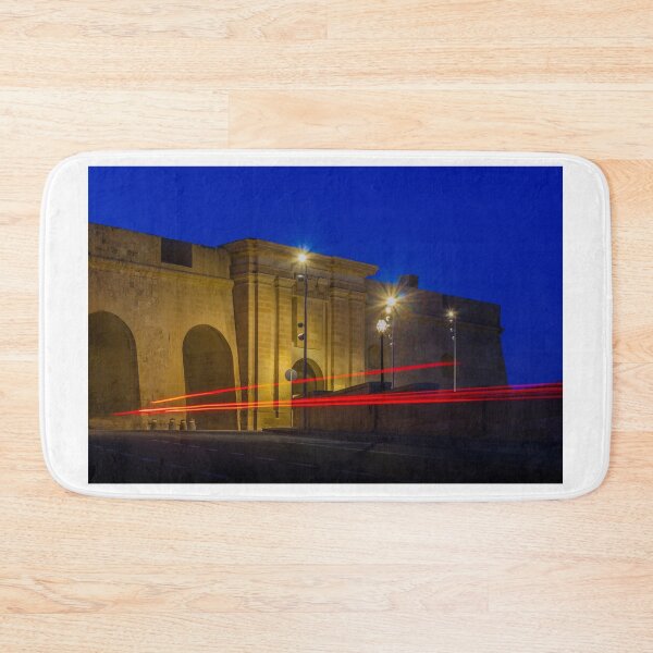 Item preview, Historic Stone Gate At Night With Red Light Trails Blue Hour Long Exposure Architecture designed and sold by Nmallia.