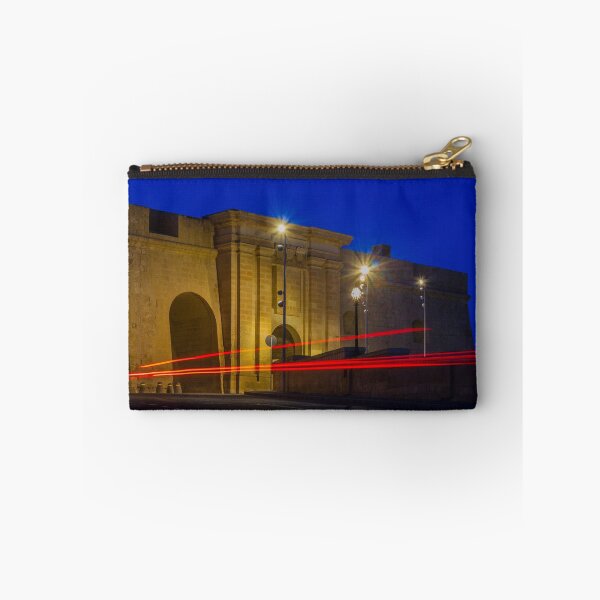Item preview, Historic Stone Gate At Night With Red Light Trails Blue Hour Long Exposure Architecture designed and sold by Nmallia.