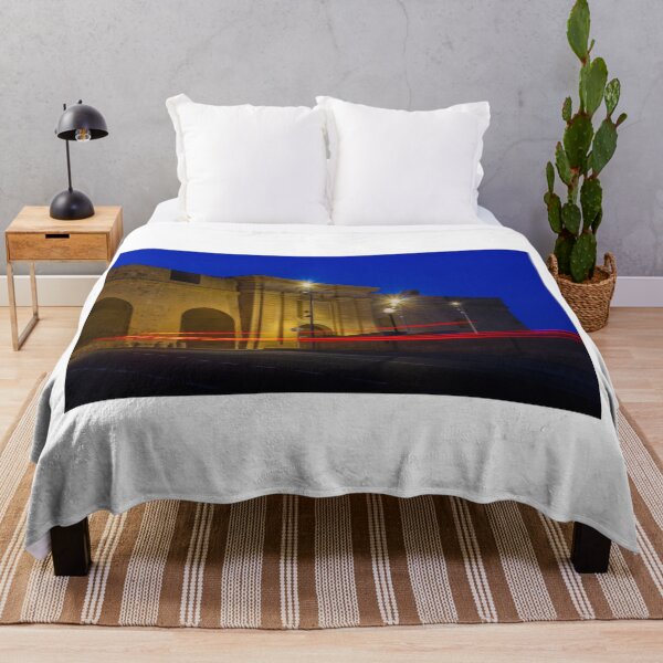 Item preview, Historic Stone Gate At Night With Red Light Trails Blue Hour Long Exposure Architecture designed and sold by Nmallia.