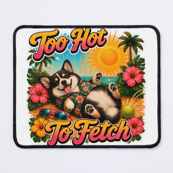 Item preview, Too Hot To Fetch – Funny Summer Tricolor Corgi Lazy Beach Dog designed and sold by DailyStruggleCo.