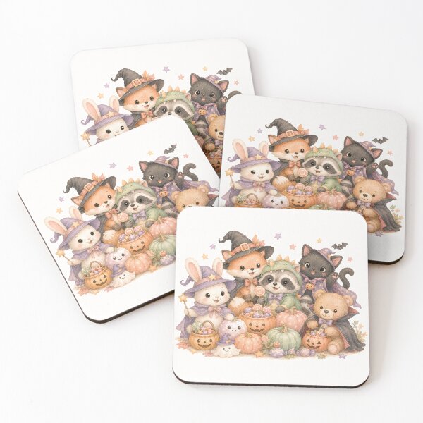 Item preview, Cute Kawaii Halloween Animal Friends | Cozy Autumn Watercolor Costume Crew designed and sold by looplandger.
