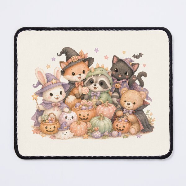 Item preview, Cute Kawaii Halloween Animal Friends | Cozy Autumn Watercolor Costume Crew designed and sold by looplandger.