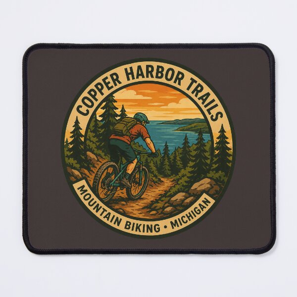 Item preview, Copper Harbor Michigan Mountain Biking Trails Vintage Badge designed and sold by American Travels.