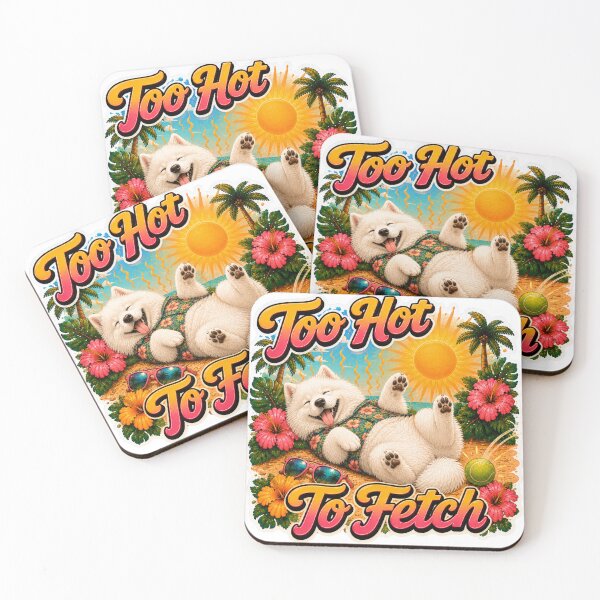 Item preview, Too Hot To Fetch – Funny Summer Samoyed Lazy Beach Dog designed and sold by DailyStruggleCo.