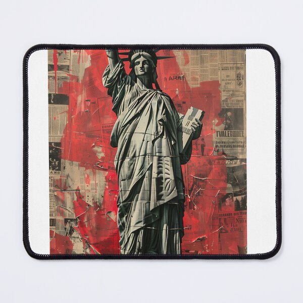 Item preview, Statue of Liberty Grunge Pop Art Poster - Vintage Newspaper Collage Canvas Print designed and sold by AdlArs.