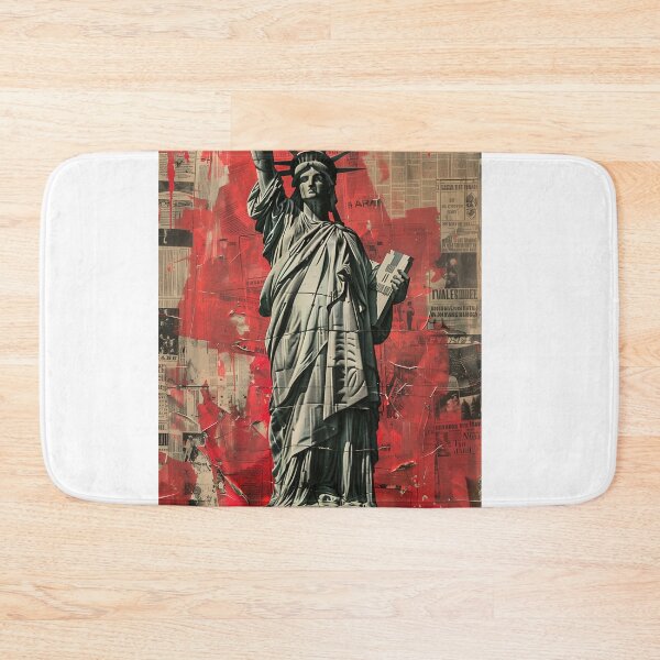 Item preview, Statue of Liberty Grunge Pop Art Poster - Vintage Newspaper Collage Canvas Print designed and sold by AdlArs.