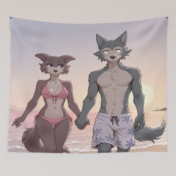 Item preview, Juno and Leogshi at the Beach designed and sold by AnimsAIUniverse.