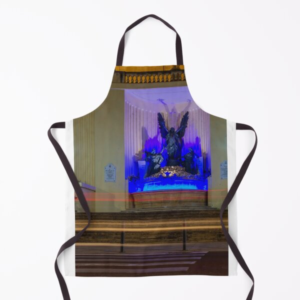 Item preview, Blue-Lit Angel Statue Memorial On Steps At Night With Light Trails And Architectural Backdrop designed and sold by Nmallia.
