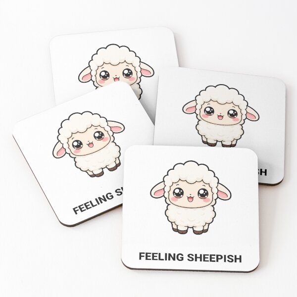 Item preview, Feeling Sheepish Cute Kawaii Sheep Lamb with Saying designed and sold by BoosterShop.