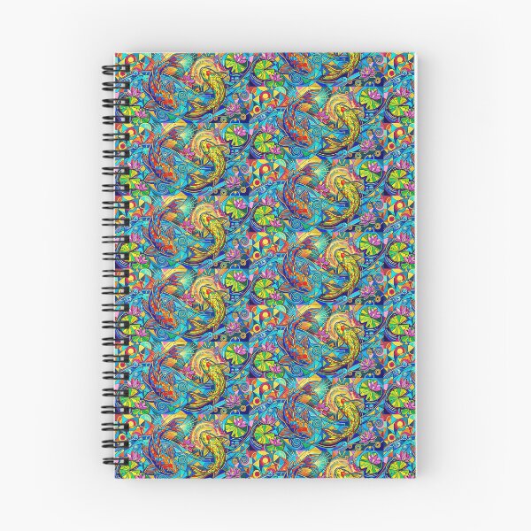 Item preview, Feng Shui colorful koi fish mosaic and stained glass art illustration designed and sold by NaphiArtPrints.