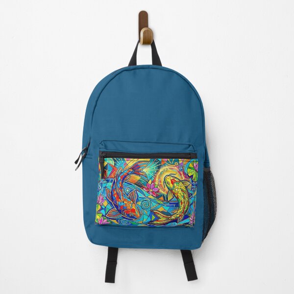 Item preview, Feng Shui colorful koi fish mosaic and stained glass art illustration designed and sold by NaphiArtPrints.