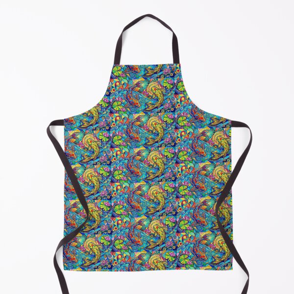 Item preview, Feng Shui colorful koi fish mosaic and stained glass art illustration designed and sold by NaphiArtPrints.