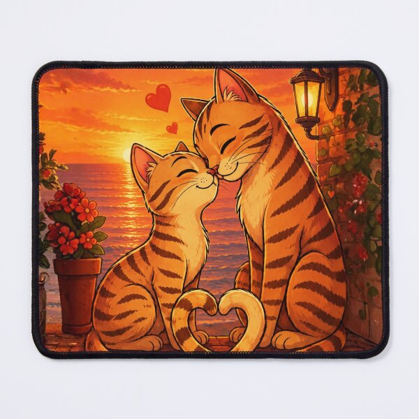Item preview, Romantic Cats at Sunset – Cute Love Cat Aesthetic Design designed and sold by Aruellart.