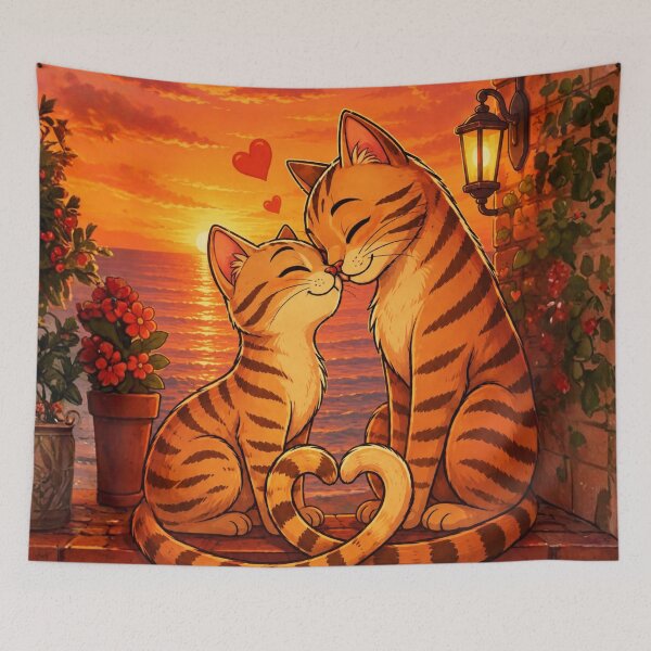 Item preview, Romantic Cats at Sunset – Cute Love Cat Aesthetic Design designed and sold by Aruellart.