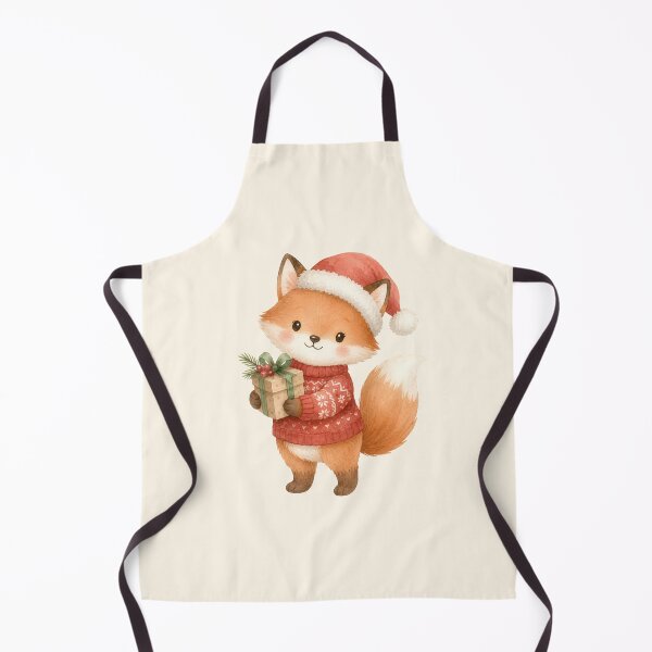 Item preview, Cute Christmas Fox Holding a Gift | Kawaii Holiday Watercolor Fox designed and sold by looplandger.