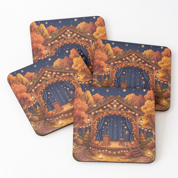Item preview, MAGICAL AUTUMN SCENE IN THE NIGHT FOREST WITH PUMPKINS AND LIGHTS designed and sold by Curiosiart.