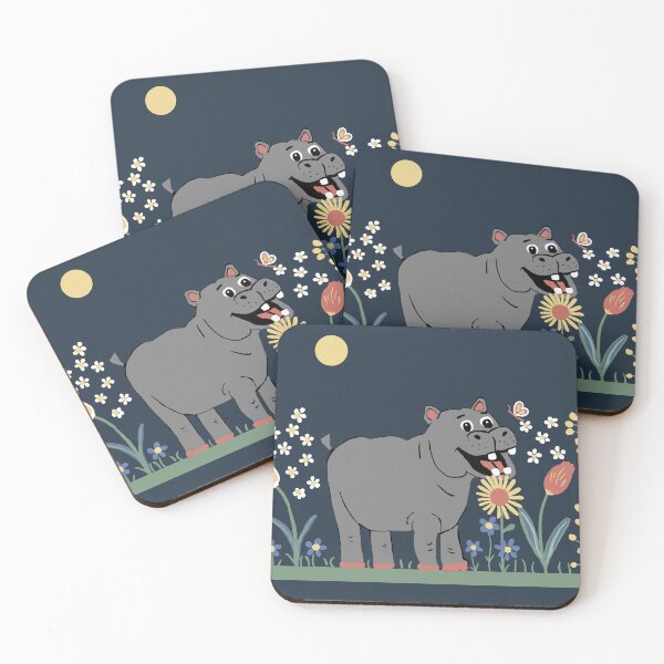 Item preview, Cheerful Hippo in a Flower Garden designed and sold by Elaine M Hayward .