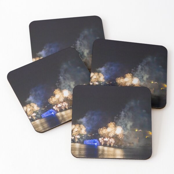 Item preview, Fireworks Display Over Harbor At Night With Colorful Reflections And Festive Light Show designed and sold by Nmallia.