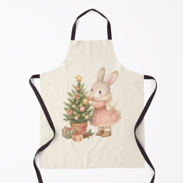 Item preview, Cute Christmas Bunny Decorating a Tree | Kawaii Winter Watercolor Rabbit designed and sold by looplandger.