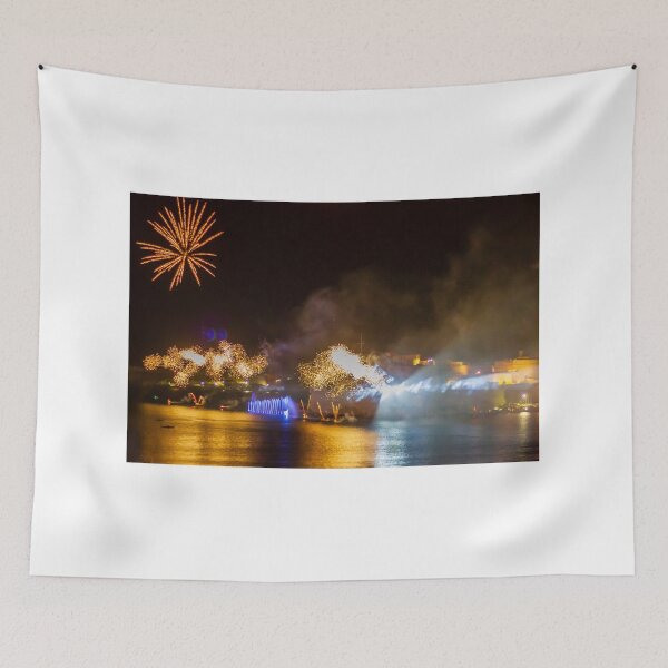 Item preview, Fireworks Display Over Harbor At Night With Colorful Reflections And Festive Light Show designed and sold by Nmallia.