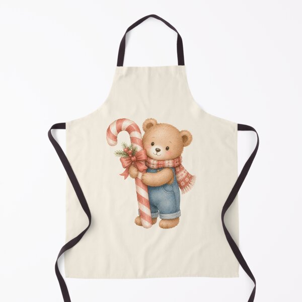 Item preview, Cute Teddy Bear with Giant Candy Cane | Kawaii Christmas Watercolor Bear designed and sold by looplandger.