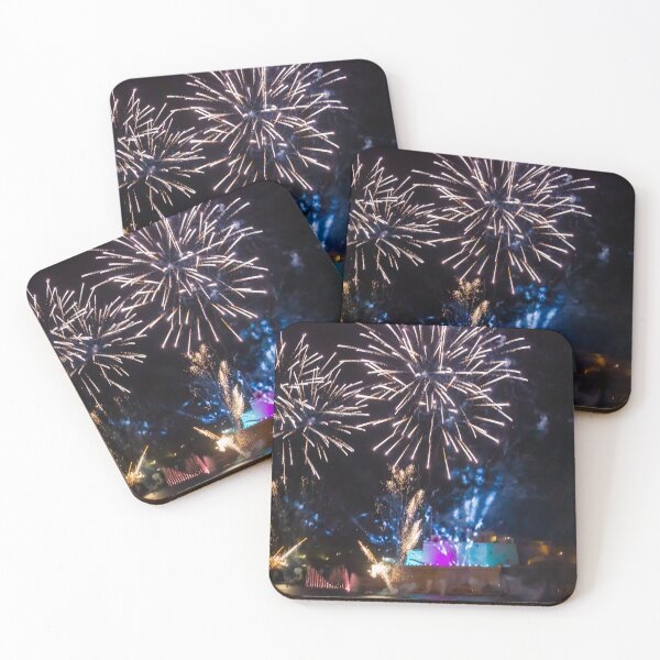 Item preview, Fireworks Display Over Harbor At Night With Colorful Reflections And Festive Light Show designed and sold by Nmallia.