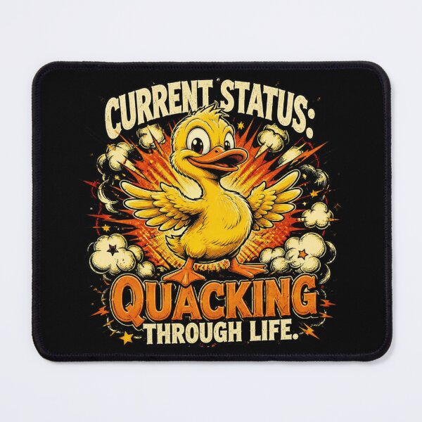 Item preview, Current Status Quacking Through Life Funny Yellow Duck Vintage Retro T-Shirt designed and sold by Cavalier-org.
