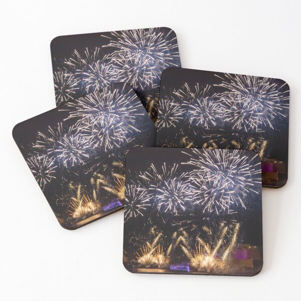 Item preview, Fireworks Display Over Harbor At Night With Colorful Reflections And Festive Light Show designed and sold by Nmallia.