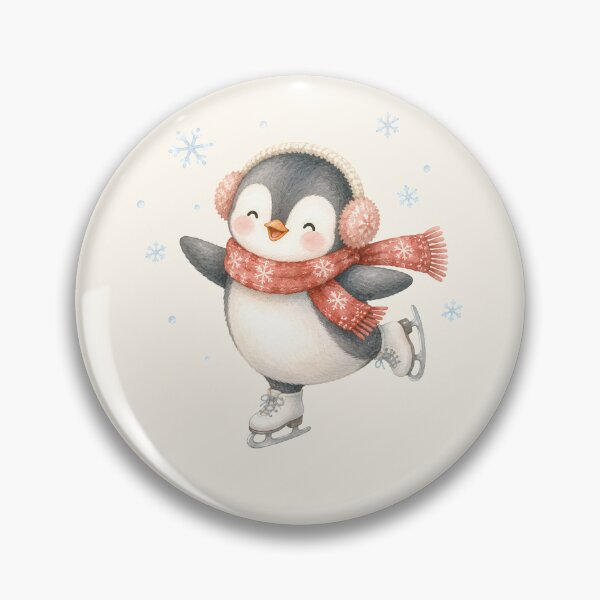 Item preview, Cute Ice Skating Penguin | Kawaii Winter Watercolor Penguin designed and sold by looplandger.