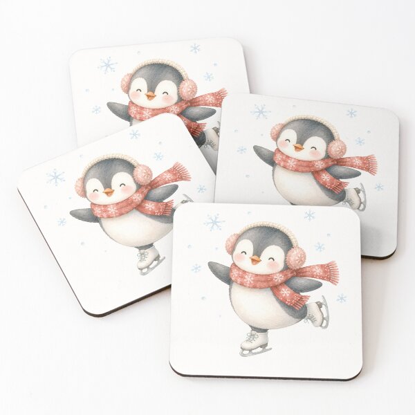 Item preview, Cute Ice Skating Penguin | Kawaii Winter Watercolor Penguin designed and sold by looplandger.