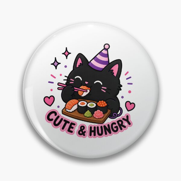 Item preview, Cute black cat hungry eating sushi designed and sold by valexstrasza.