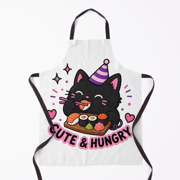 Item preview, Cute black cat hungry eating sushi designed and sold by valexstrasza.