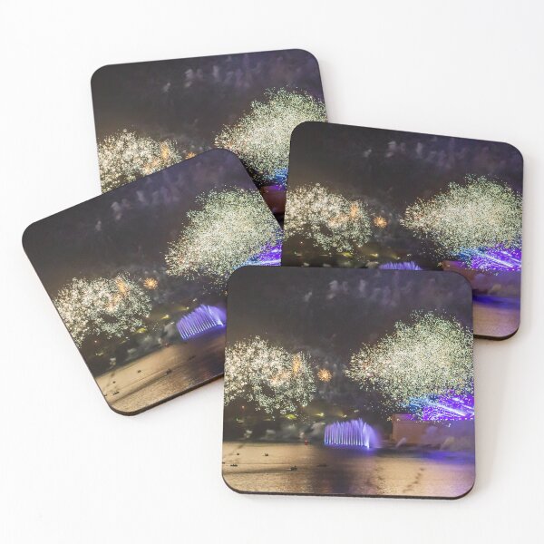 Item preview, Fireworks Display Over Harbor At Night With Colorful Reflections And Festive Light Show designed and sold by Nmallia.